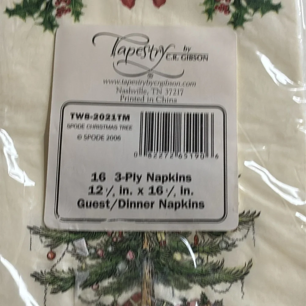 Spode Dinner Napkins 2006 Spode Christmas Tree Napkins Set Set of 4 NEW VTG